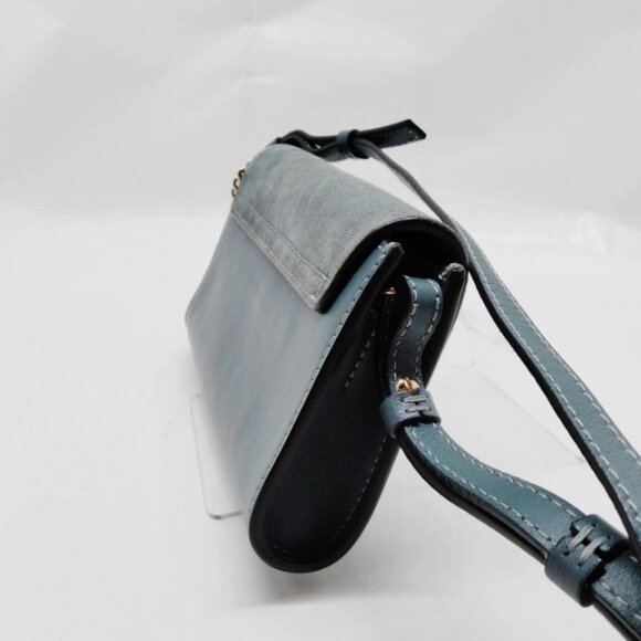 CHLOE Suede Calfskin Mini Faye Shoulder Bag Cloudy Blue - Picture 3 of 9
